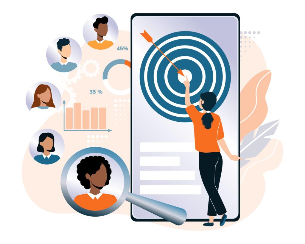 Target audience marketing illustration for business website